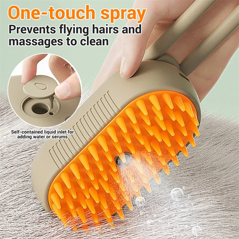 3-in-1 Steam Grooming Brush Gentle grooming, easier brushing and less loose fur — for cats and dogs.2