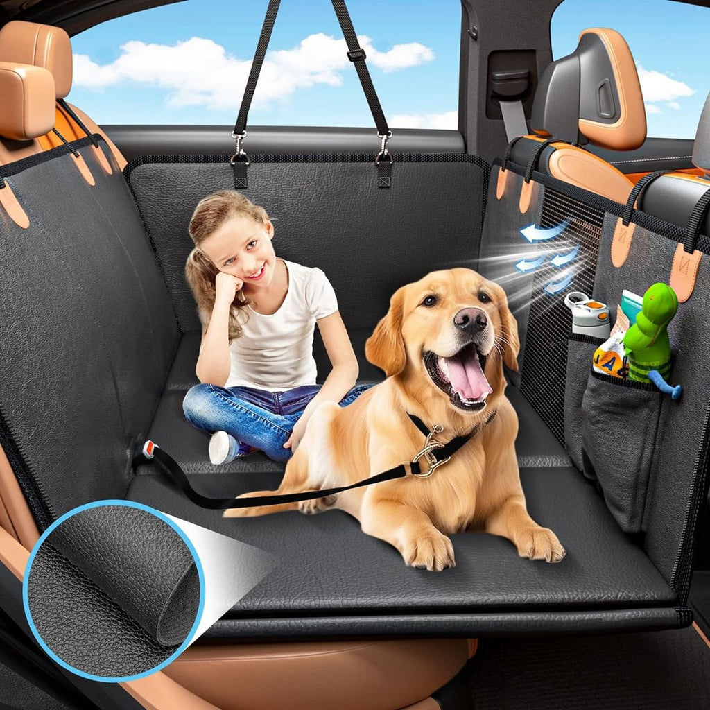 Hard Bottom PU Leather Back Seat Extender For Dogs,