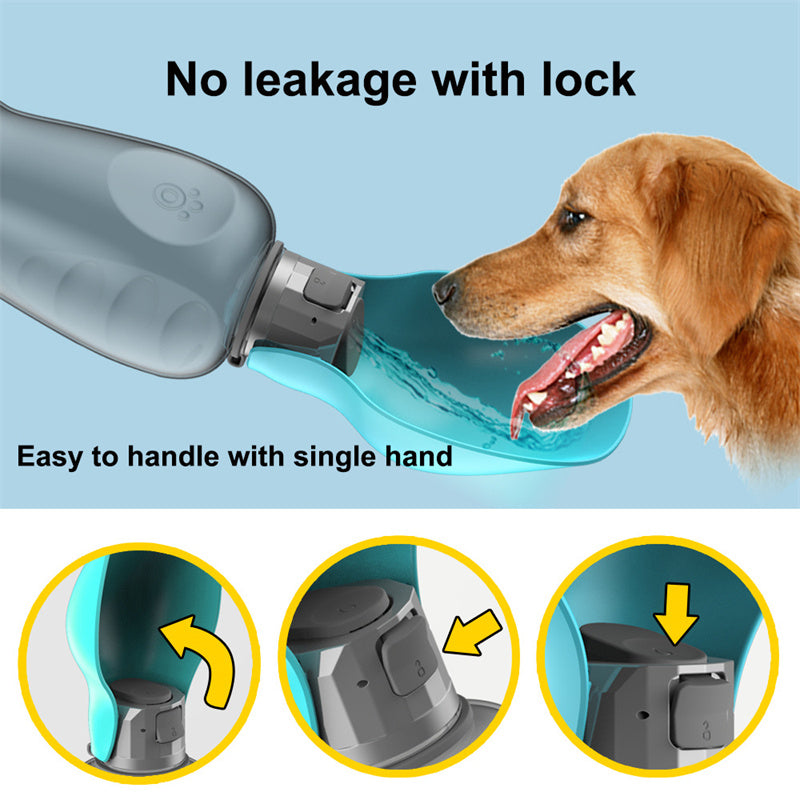 High Capacity 800ml Dogs Water Bottle Portable Leakproof Pet Foldable Drinking Bowl2