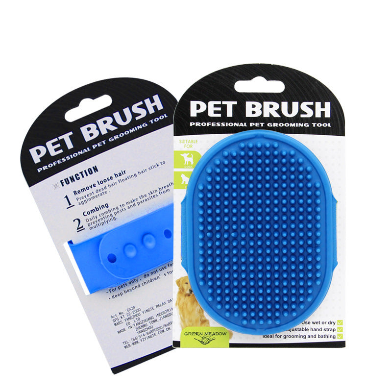 Rubber pet grooming brush for removing loose hair