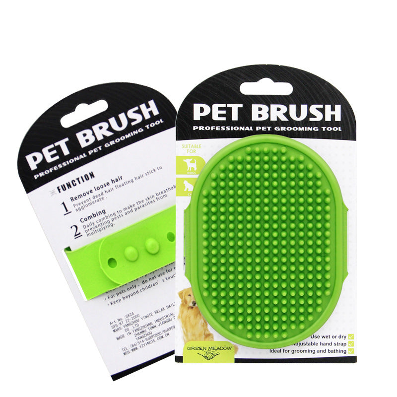 Rubber pet grooming brush for removing loose hair